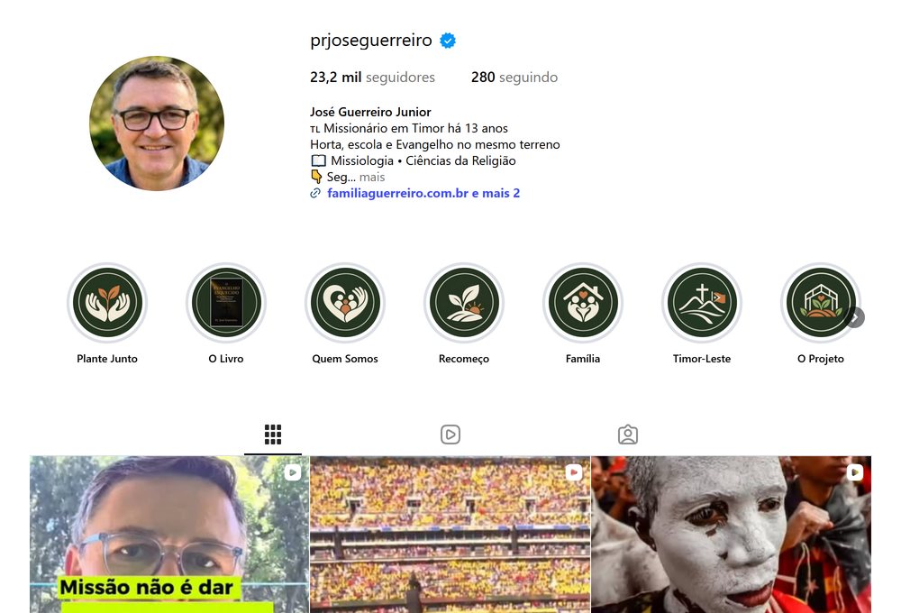 Página @prjoseguerreiro no Instagram